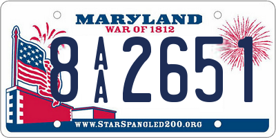 MD license plate 8AA2651