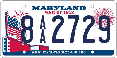 MD license plate 8AA2729