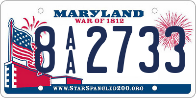 MD license plate 8AA2733
