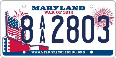 MD license plate 8AA2803