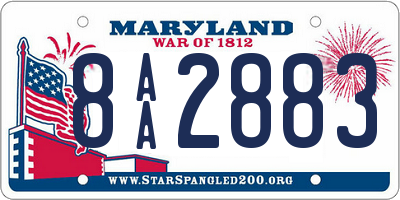 MD license plate 8AA2883