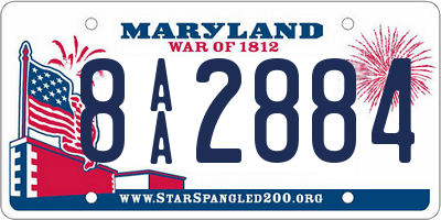 MD license plate 8AA2884