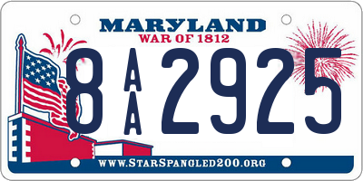 MD license plate 8AA2925