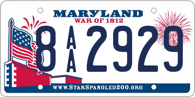 MD license plate 8AA2929