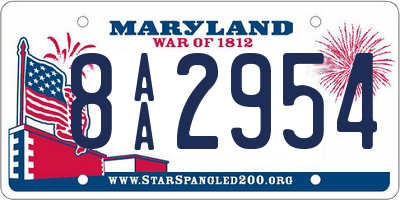 MD license plate 8AA2954