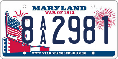 MD license plate 8AA2981