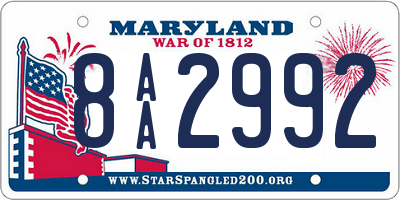 MD license plate 8AA2992