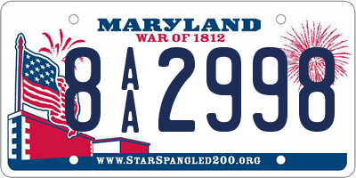 MD license plate 8AA2998