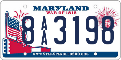 MD license plate 8AA3198