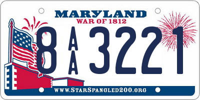 MD license plate 8AA3221