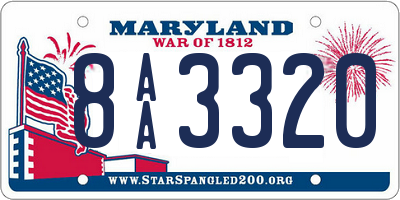 MD license plate 8AA3320