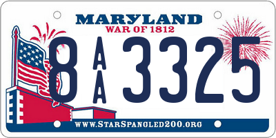 MD license plate 8AA3325