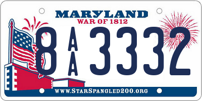 MD license plate 8AA3332