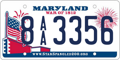 MD license plate 8AA3356