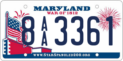 MD license plate 8AA3361