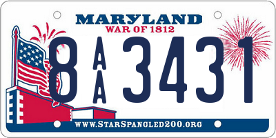 MD license plate 8AA3431