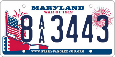 MD license plate 8AA3443