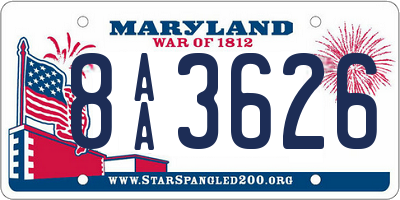 MD license plate 8AA3626