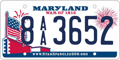 MD license plate 8AA3652