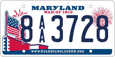 MD license plate 8AA3728