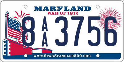 MD license plate 8AA3756