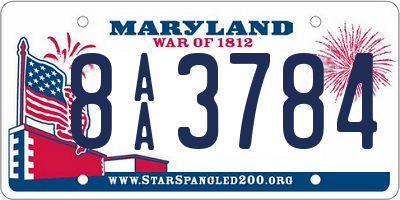 MD license plate 8AA3784