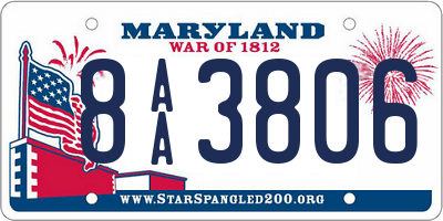 MD license plate 8AA3806