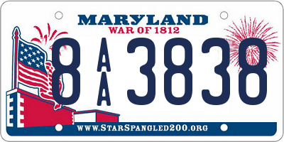 MD license plate 8AA3838