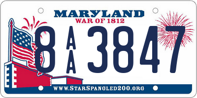 MD license plate 8AA3847