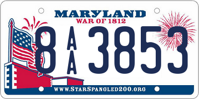 MD license plate 8AA3853