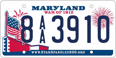 MD license plate 8AA3910