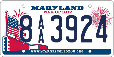 MD license plate 8AA3924