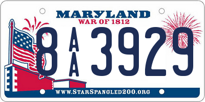 MD license plate 8AA3929