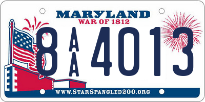 MD license plate 8AA4013