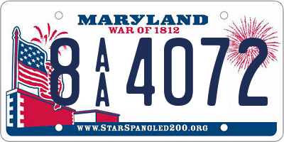 MD license plate 8AA4072
