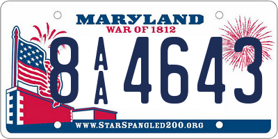 MD license plate 8AA4643