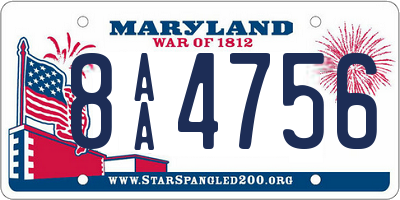 MD license plate 8AA4756