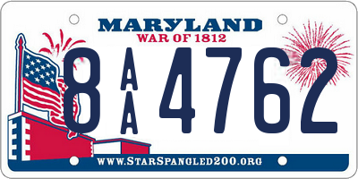 MD license plate 8AA4762