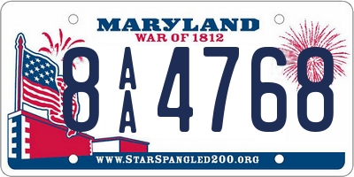 MD license plate 8AA4768