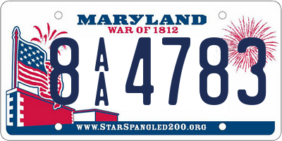 MD license plate 8AA4783