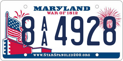 MD license plate 8AA4928