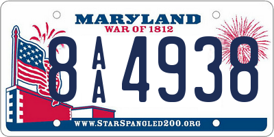 MD license plate 8AA4938