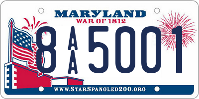 MD license plate 8AA5001