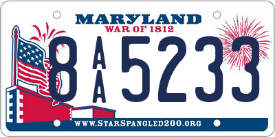 MD license plate 8AA5233