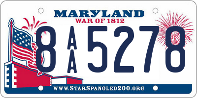 MD license plate 8AA5278