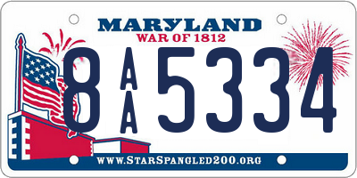MD license plate 8AA5334