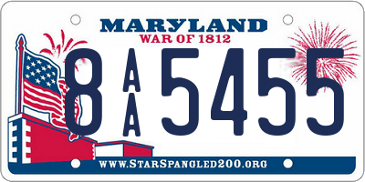MD license plate 8AA5455