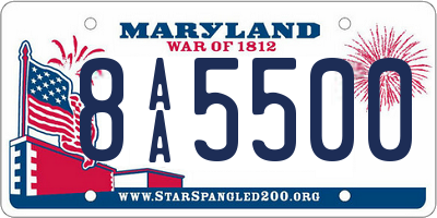 MD license plate 8AA5500