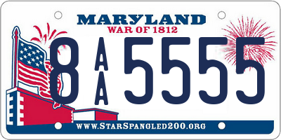MD license plate 8AA5555