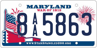 MD license plate 8AA5863